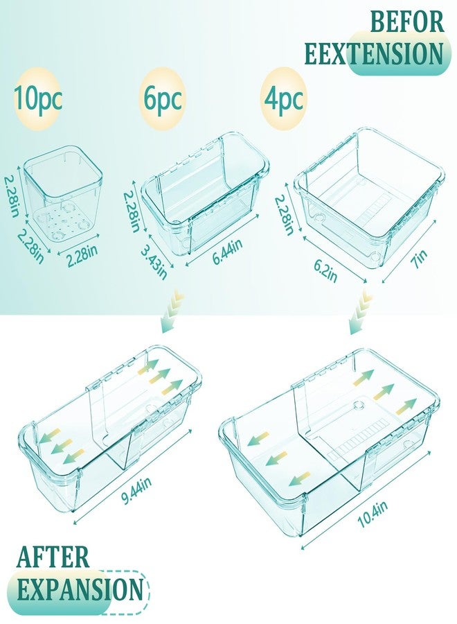 Hiitytin 20 Pcs Adjustable Clear Drawer Organizer, Extendable Vanity Storage Bins, Desk Drawer Organizer Set for Makeup, Cosmetics, Bedroom, and Gadgets, Blue - Image 2