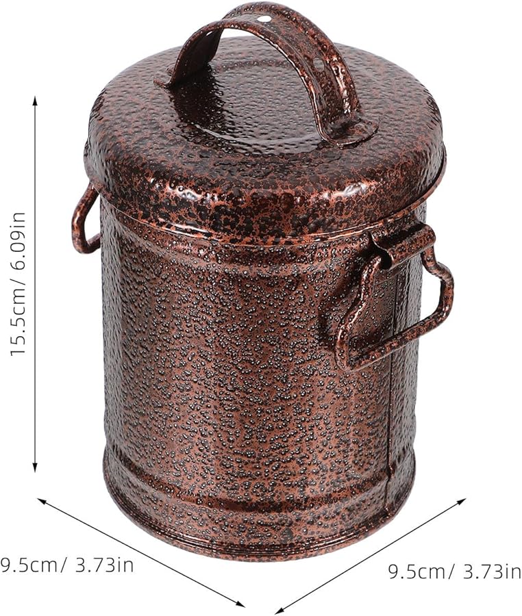 مطفأة سجائر حديدية قديمة مع غطاء حاوية رماد معدنية صغيرة للمنزل المكتب في الهواء الطلق - Image 3