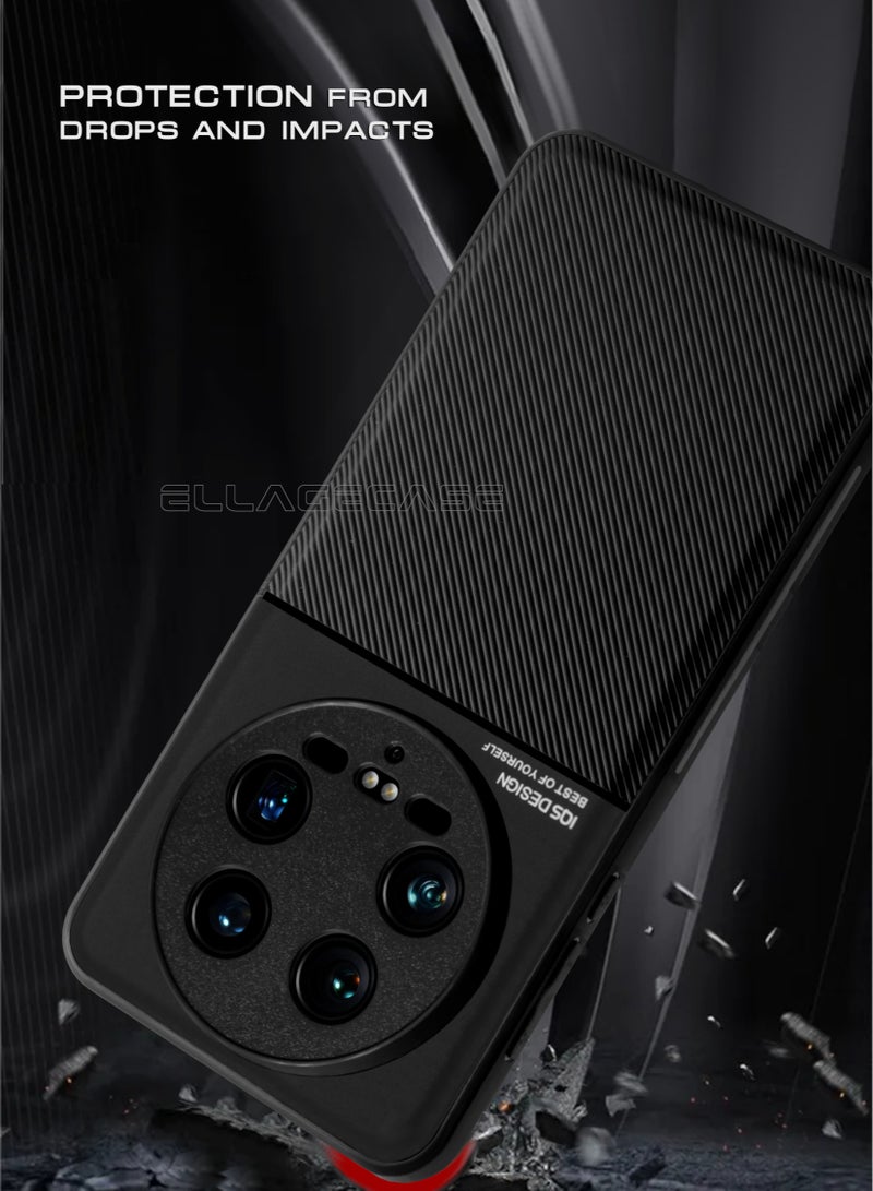 ELLAGECASE حافظة فاخرة رفيعة للغاية لهاتف Xiaomi 14 Ultra، لوحة معدنية مخفية، تصميم نحيف، سهل الحمل، وحماية معززة للكاميرا - Image 2