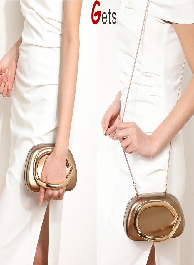 جيتس حقائب يد نسائية من الأكريليك، متعددة الألوان، بنقوش هندسية، حقيبة يد صغيرة مناسبة للمناسبات الرسمية والسهرات، لون برونزي. - Image 2