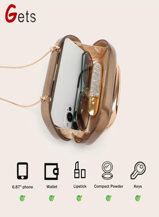 جيتس حقائب يد نسائية من الأكريليك، متعددة الألوان، بنقوش هندسية، حقيبة يد صغيرة مناسبة للمناسبات الرسمية والسهرات، لون برونزي. - Image 4