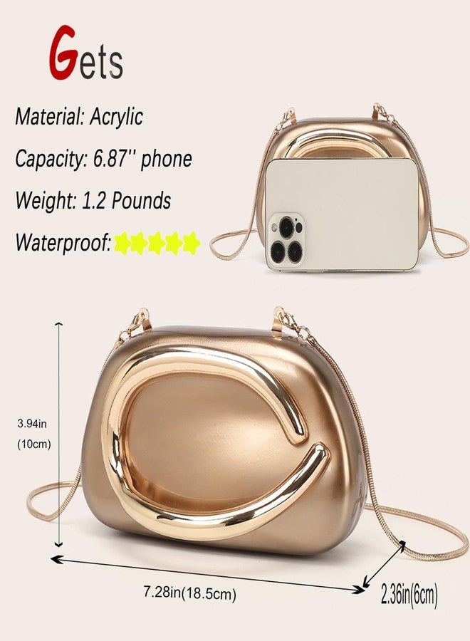 جيتس حقائب يد نسائية من الأكريليك، متعددة الألوان، بنقوش هندسية، حقيبة يد صغيرة مناسبة للمناسبات الرسمية والسهرات، لون برونزي. - Image 3