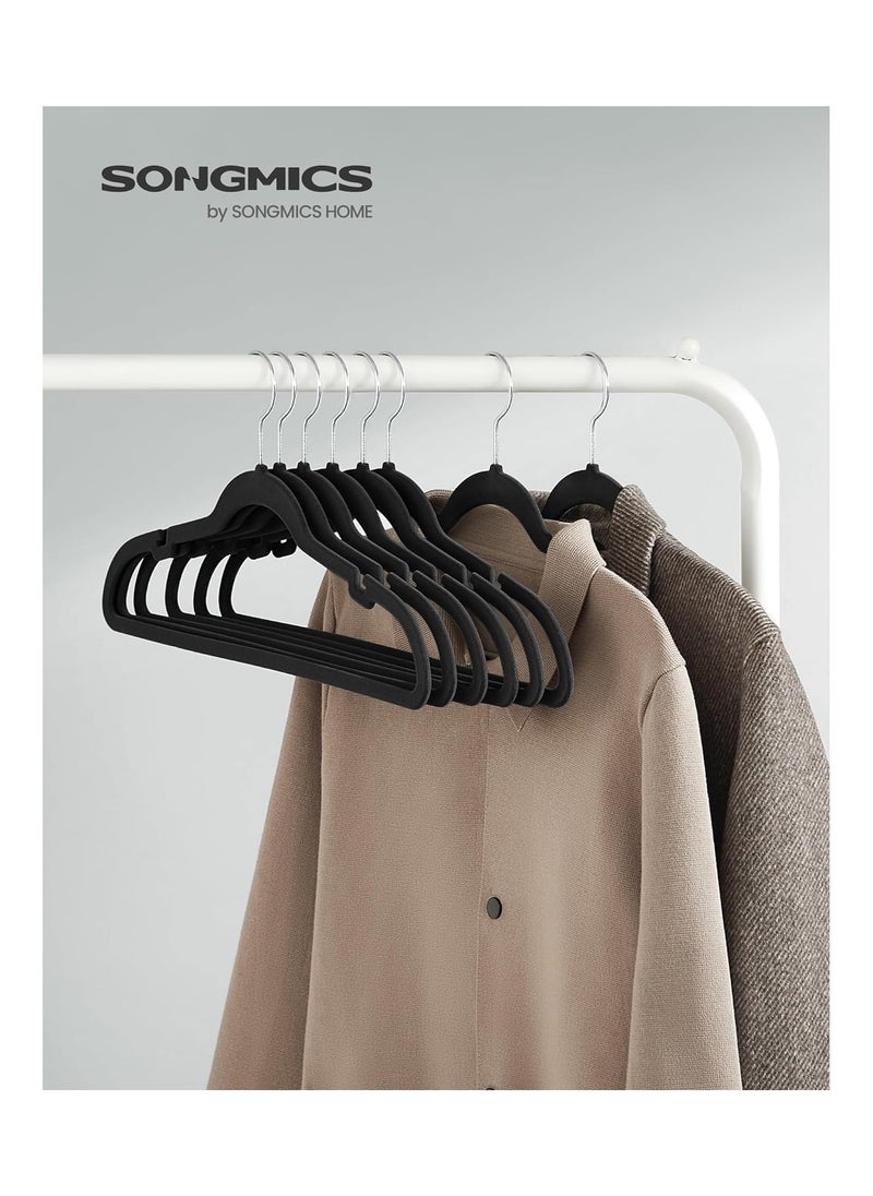 SONGMICS SONGMICS Velvet Hangers, Pack 50 Coat Hangers for Clothes, Non-Slip, with Shoulder Notches, Trouser Bar, 360° Swivel Hook, Space-Saving, 0.6 cm Thick, 43 cm Long, Classic Black CRF029B05  - Image 2