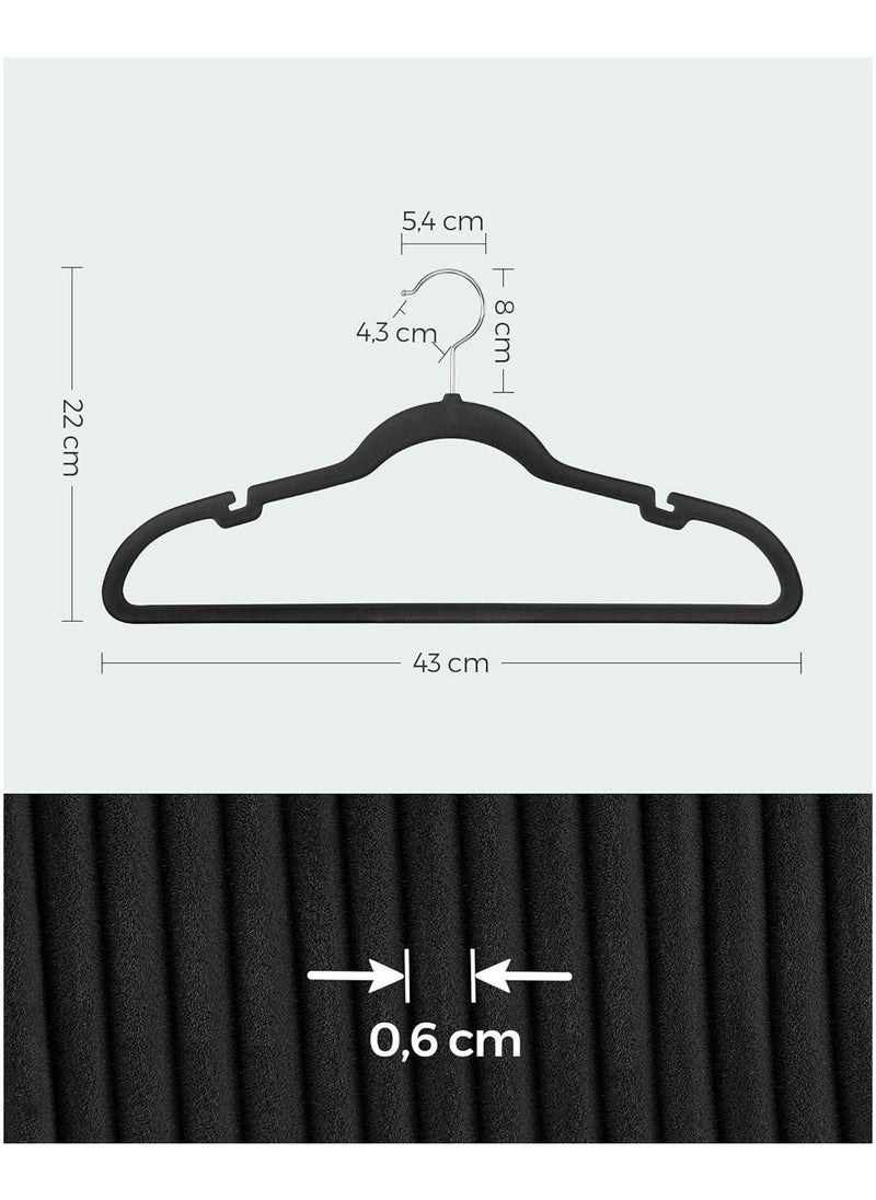 SONGMICS SONGMICS Velvet Hangers, Pack 50 Coat Hangers for Clothes, Non-Slip, with Shoulder Notches, Trouser Bar, 360° Swivel Hook, Space-Saving, 0.6 cm Thick, 43 cm Long, Classic Black CRF029B05  - Image 5
