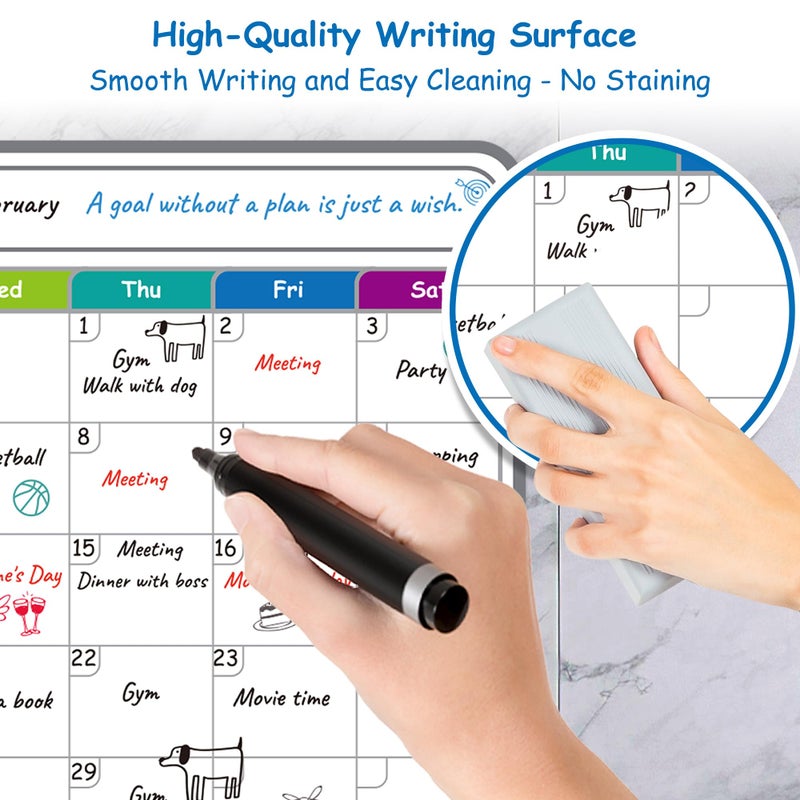 Tapsi 4-Pack Non-Magnetic Dry Erase Calendar Board Set â€“ Monthly, Weekly, Daily, to-Do List Planner â€“ Whiteboard for Stainless Steel Fridge, Wall, Glass, Door â€“ Family, Office, Classroom Organizer - Image 5