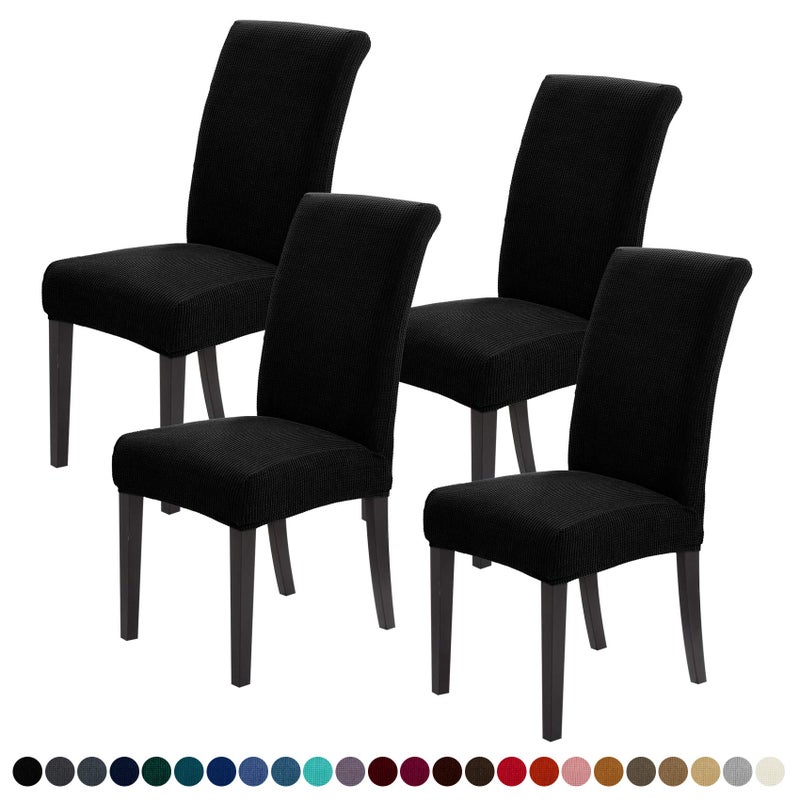 Joccun Chair Covers for Dining Room Set of 4Dining Chair Slipcovers Stretch Dining Room Chair Covers Seat ProtectorWashable Parsons Chair Cover for HomeHotelBanquetBlack4 Pack