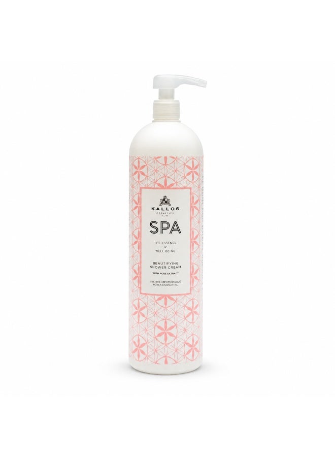 KALLOS SPA Beautifying Shower Cream with Rose Extract 1000ml– Moisturizing Shower Cream for Smooth Skin - Image 1