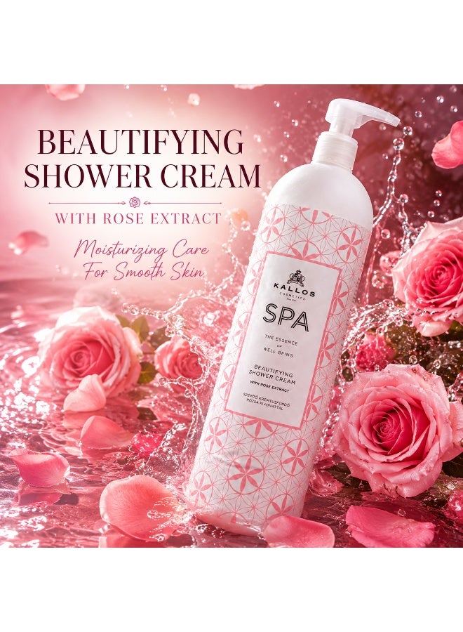 KALLOS SPA Beautifying Shower Cream with Rose Extract 1000ml– Moisturizing Shower Cream for Smooth Skin - Image 4