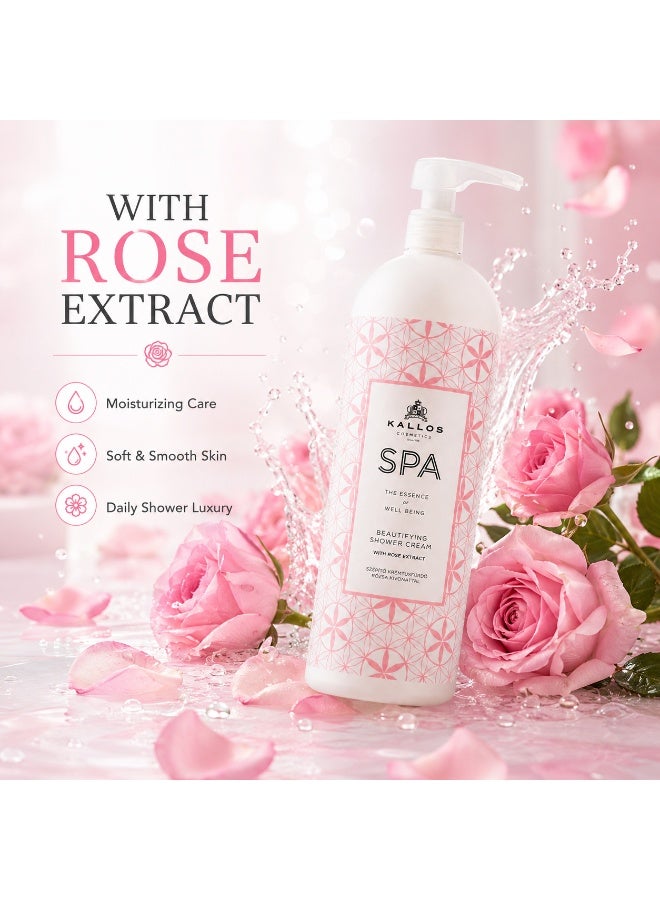 KALLOS SPA Beautifying Shower Cream with Rose Extract 1000ml– Moisturizing Shower Cream for Smooth Skin - Image 3