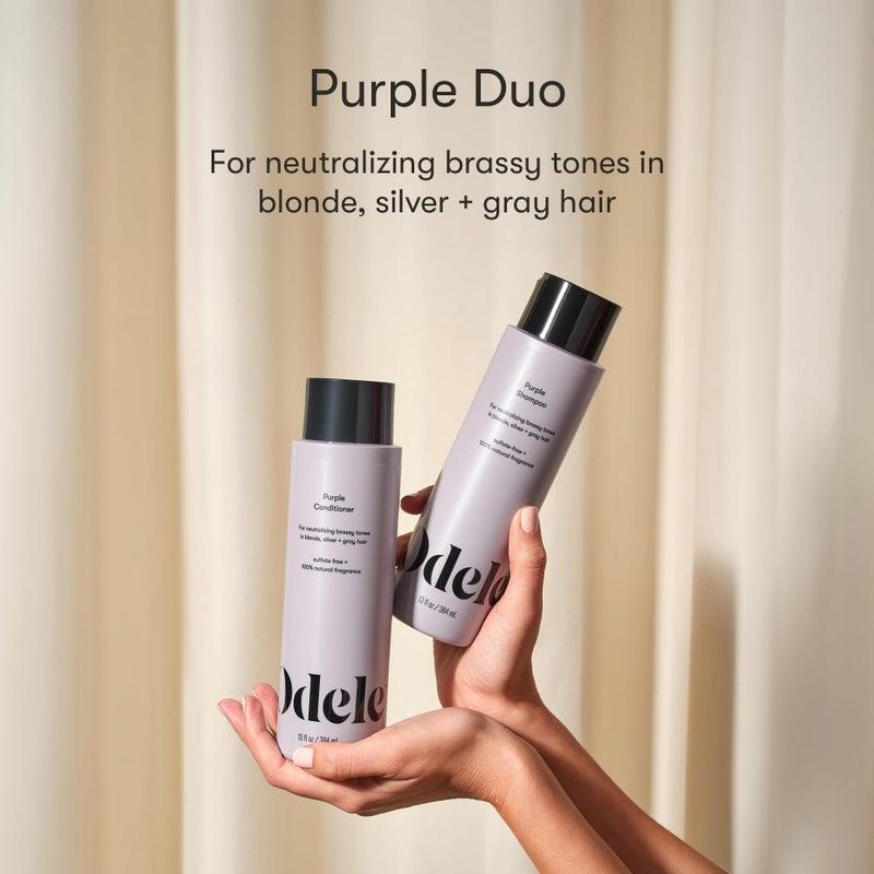 Odele Sulfate-Free Purple Shampoo & Conditioner Set for Neutralizing Brassy Tones in Blonde, Silver + Gray Hair, 13 Fl Oz Each (2-Pack) - Image 2