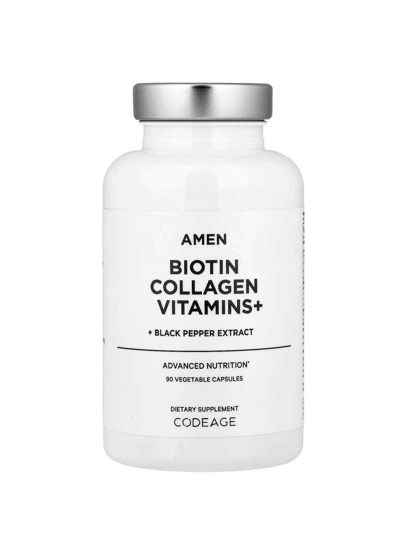 Codeage Amen, Biotin Collagen Vitamins+, 90 Vegetable Capsules