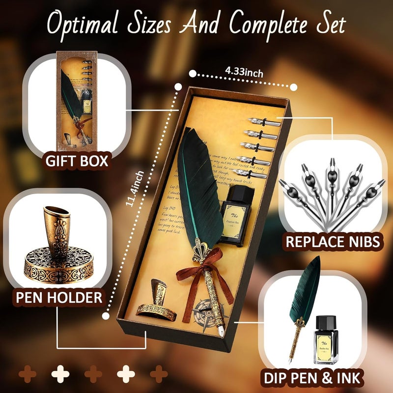 Epakh ورق لفافة فارغ Epakh 2 مع قضبان خشبية ومجموعة قلم ريشة 1 بحجم 75 × 3032 بوصة لكتابة الخط العربي وقلم ريشة مع رؤوس وحامل حبر لكتابة قائمة لطيفة ووعود الزفاف وديكور كوسبلا ، - Image 5