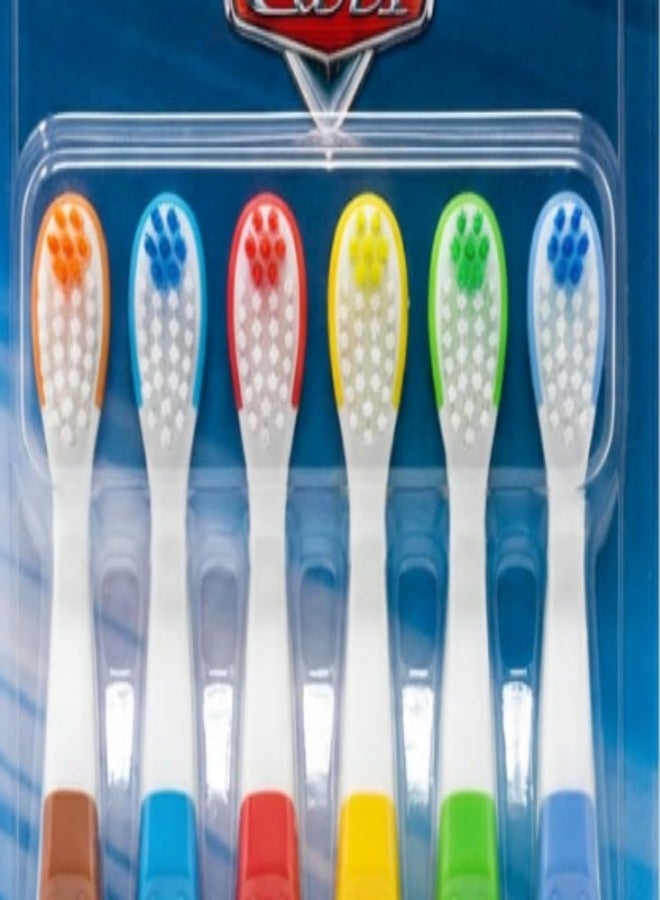 Brush Buddies Disney Pixar Cars Kids Toothbrushes 6 Pack Soft Bristles Ages 2+ Lightning McQueen Mater Jackson Storm Cruz Ramirez Kids Toothbrush Set Small Head Easy Grip Handle Manual Oral Care - Image 3