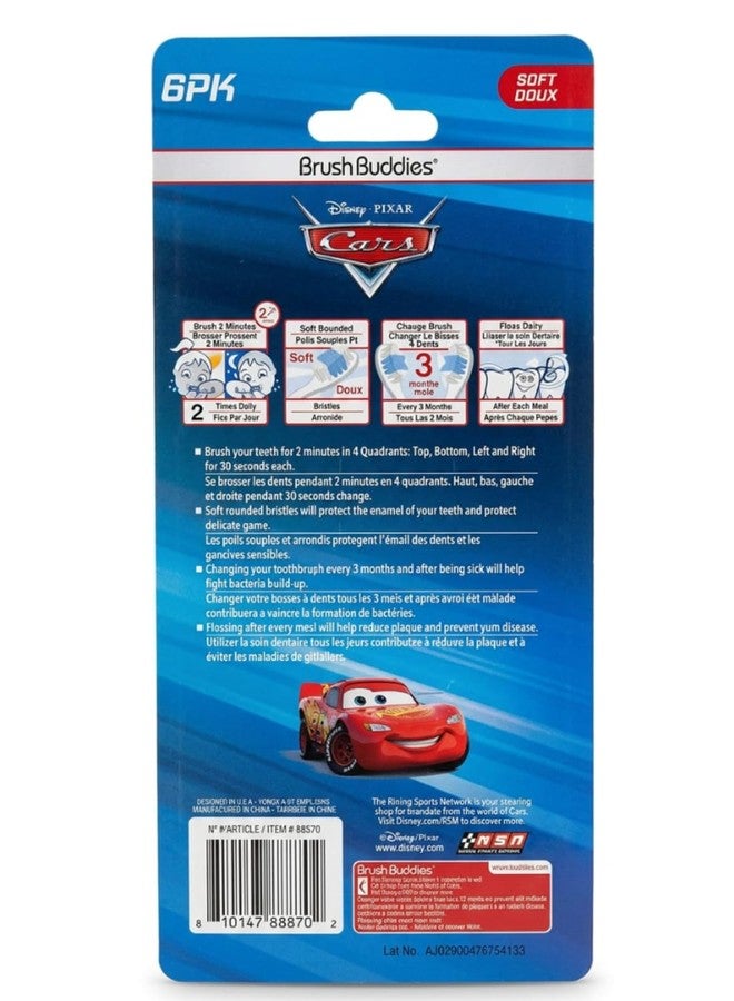 Brush Buddies Disney Pixar Cars Kids Toothbrushes 6 Pack Soft Bristles Ages 2+ Lightning McQueen Mater Jackson Storm Cruz Ramirez Kids Toothbrush Set Small Head Easy Grip Handle Manual Oral Care - Image 4