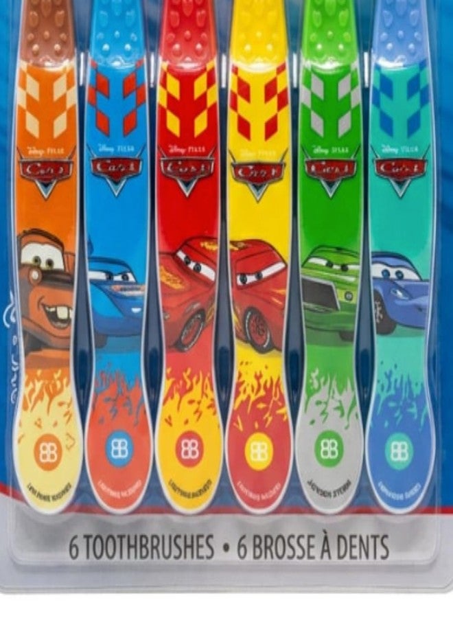 Brush Buddies Disney Pixar Cars Kids Toothbrushes 6 Pack Soft Bristles Ages 2+ Lightning McQueen Mater Jackson Storm Cruz Ramirez Kids Toothbrush Set Small Head Easy Grip Handle Manual Oral Care - Image 2