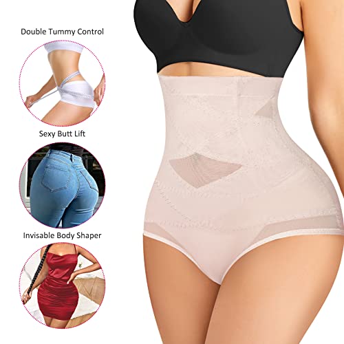 Nebility Womens' Tummy Control High Waist Trainer Body Shaper (US, Alpha, X-Large, Regular, Regular, Beige) - Image 3