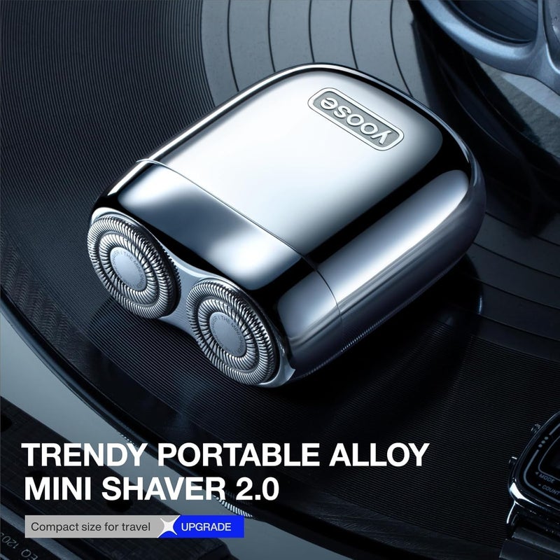 YOOSE Mini Men's Electric Shaver, Men's Alloy, IPX7 Waterproof Electric Shaver with 8000 rpm Motor, Type C Cable and Magnetic Double Ring Shaving Head - Image 2