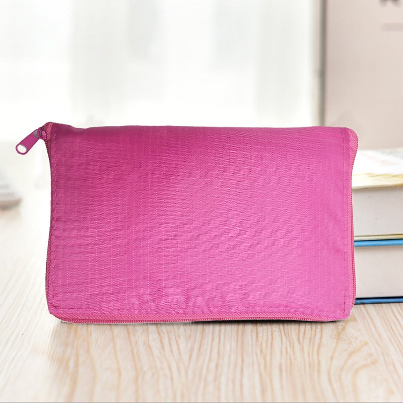 Folding Shopping Bag Portable Large Environmental Bag Oxford Cloth Thickened Handbag Waterproof Zipper Bag for Repeated Use Mixed color hair large size 43*68cm 