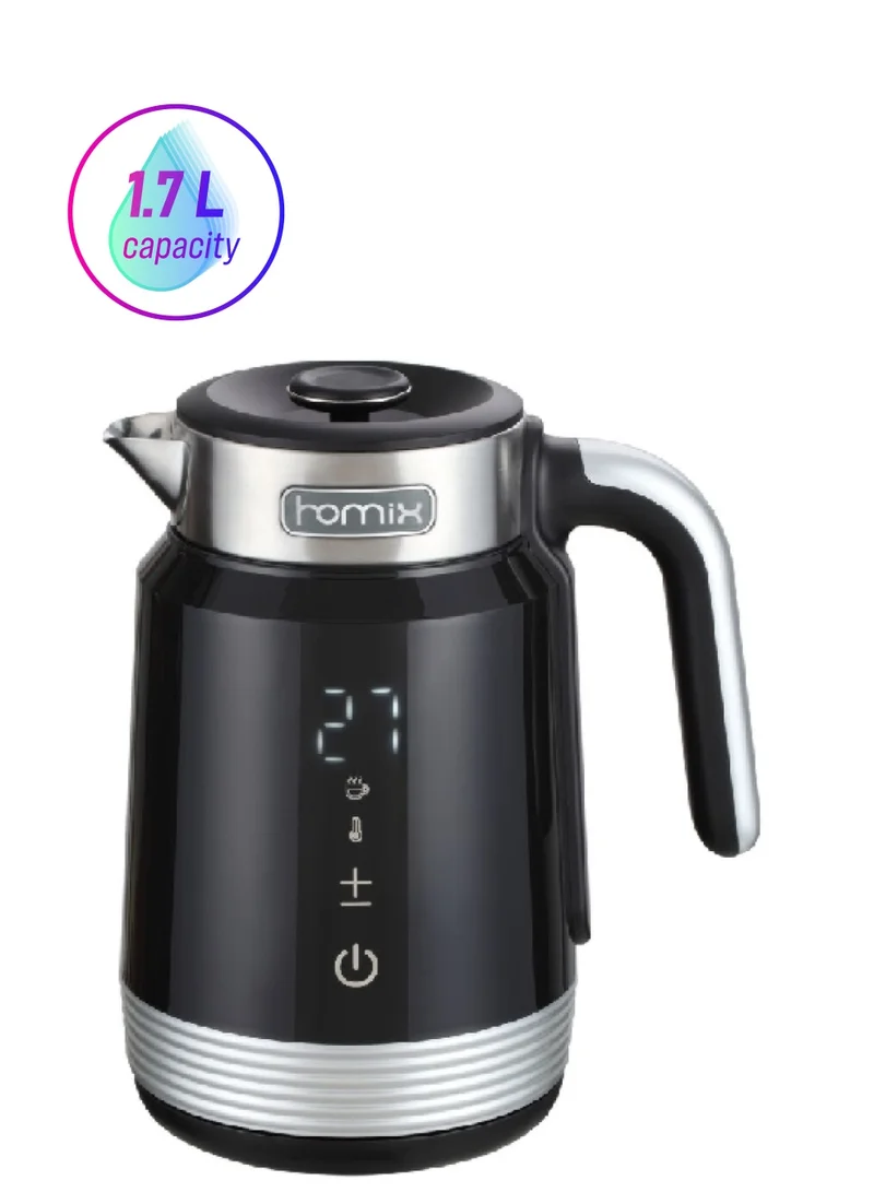 homix 2200W Touch Control Compact Electric Kettle Black and Silver 1.7 L D3018E