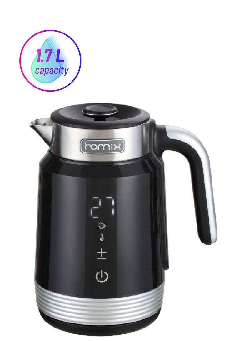 homix 2200W Touch Control Compact Electric Kettle Black and Silver 1.7 L D3018E