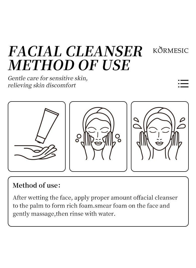 Kormesic منظف مريح-120 جرام مهدئ وترطيب غسل الوجه - Image 3