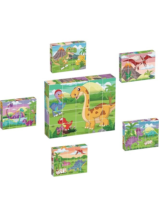 PicassoTiles - 20 Pcs Magnetic Cube Puzzle 6 In 1 Dinosaur Theme Pattern Magnet Brain Teaser Building Cubes 120 Pictures Toy Set Kids Ages 3 And Up Preschool Children Promote Problem Solving Skills Pmc23 - Image 1