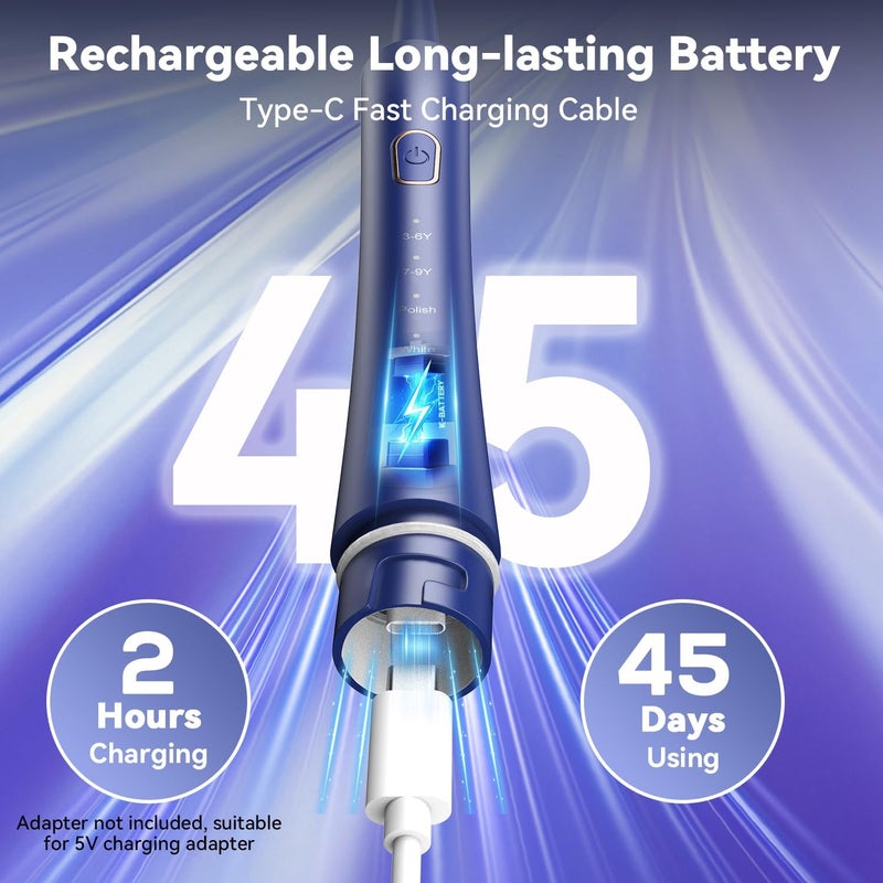 JTF Orthodontic Electric Toothbrush for Braces: 6 U-Shaped Soft Brush Heads, 5 Brushing Mode, 2Min Timer, IPX7 Waterproof, Deep Oral Clean, Rechargeable Sonic Toothbrushes for Tooth with Dental Device - Image 3