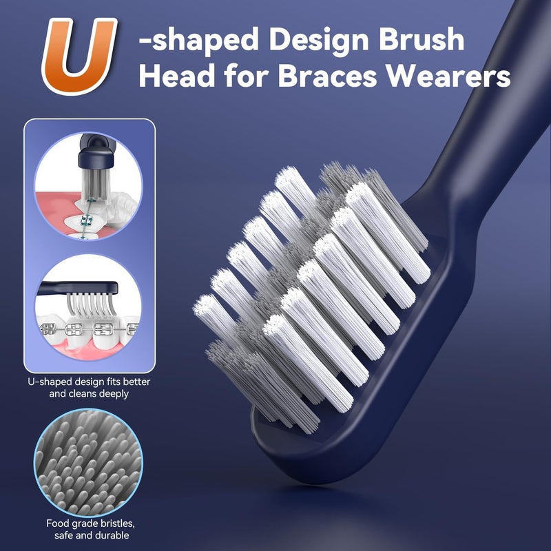 JTF Orthodontic Electric Toothbrush for Braces: 6 U-Shaped Soft Brush Heads, 5 Brushing Mode, 2Min Timer, IPX7 Waterproof, Deep Oral Clean, Rechargeable Sonic Toothbrushes for Tooth with Dental Device - Image 2