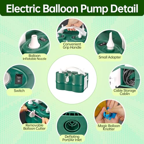 Bezente Electric Balloon Pump, 3-in-1 Portable Electric Air Balloon Blower Machine Balloon Pump Dual Nozzle Balloon Inflator for Inflatables and Latex 260q Foil Balloons - Image 4