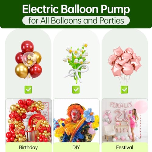 Bezente Electric Balloon Pump, 3-in-1 Portable Electric Air Balloon Blower Machine Balloon Pump Dual Nozzle Balloon Inflator for Inflatables and Latex 260q Foil Balloons - Image 5