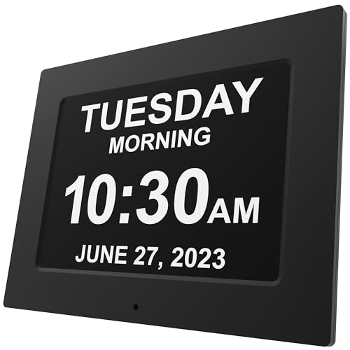American Lifetime American Lifetime Dementia Clock  Large Black Extra Large Digital Clock with Custom Alarms Day  Date for Seniors 