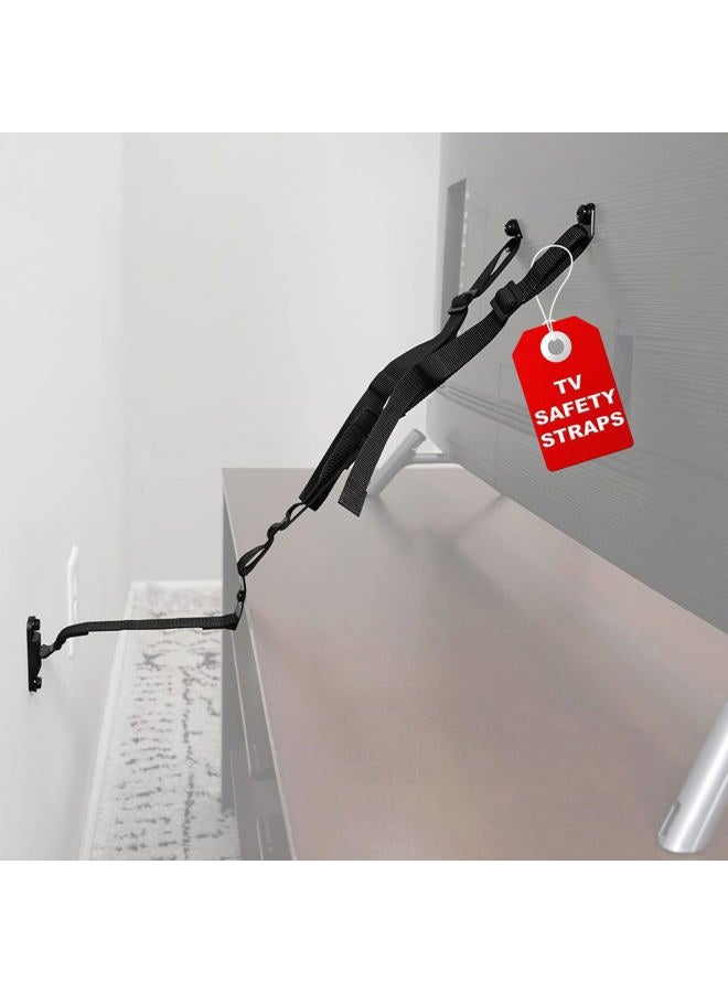 ECHOGEAR TV Safety Straps for Big TVs – Heavy-Duty Anti-Tip Anchors for TVs Up to 90” – Secure to Wall or Furniture – Pre-Assembled for Easy Baby Proofing & Earthquake Protection - Image 1