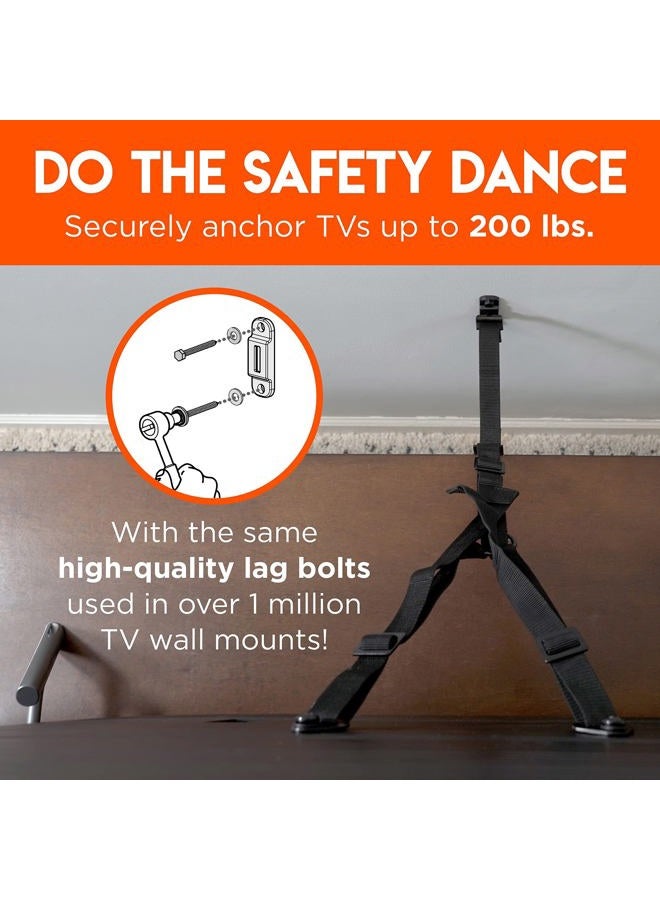 ECHOGEAR TV Safety Straps for Big TVs – Heavy-Duty Anti-Tip Anchors for TVs Up to 90” – Secure to Wall or Furniture – Pre-Assembled for Easy Baby Proofing & Earthquake Protection - Image 5
