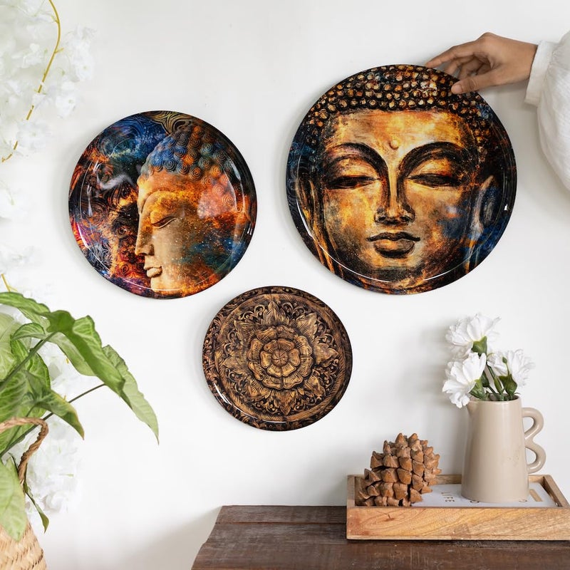 RITUALISTIC Nirvana Madhubani Wall Plates for home decoration Wall decor items for living room Metal Wall dcor Gift items for women and men Home Dcor Gift Items Set of 3 plates - Image 2
