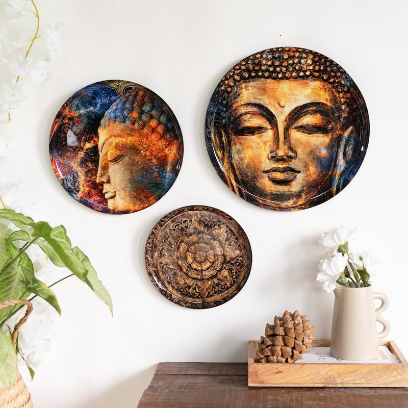 RITUALISTIC Nirvana Madhubani Wall Plates for home decoration Wall decor items for living room Metal Wall dcor Gift items for women and men Home Dcor Gift Items Set of 3 plates - Image 1