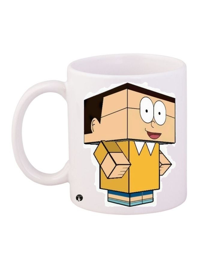 RYN Cartoon Printed Coffee Mug White/Beige/Yellow 11ounce