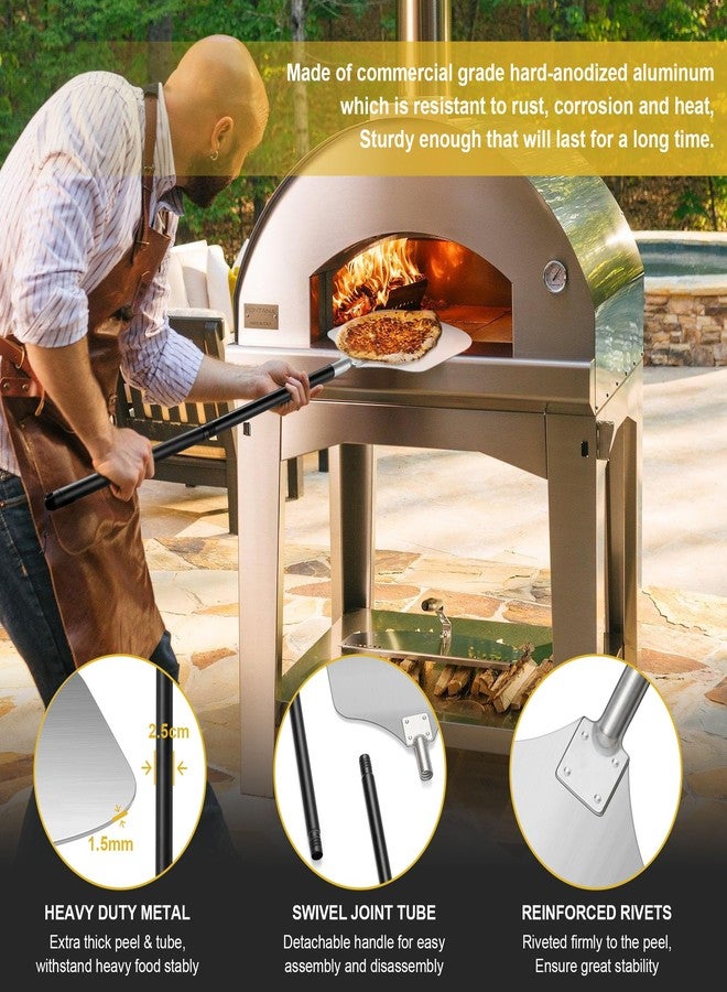 Joyfair Pizza Peel Aluminum Pizzas Spatula (12 Inch), Joyfair Long Handle Metal Pizza Paddle with Cutter Rocker Pizza Oven Accessories Turning Tool Kit, Commercial Grade (Extent length 38.5’’ to 49’’) - Image 3