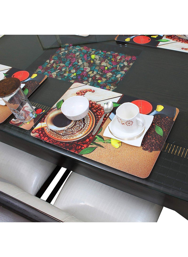 Lithara Lithara Printed PVC Placemats with Tea Coaster for Dining Table and Kitchen Hot Vessels Dining Mats Size 43 x 27 cm Pack of 6 Mats 6 Coasters Design10 Multicolor  - Image 2