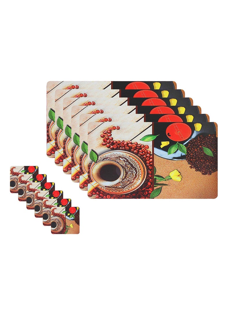 Lithara Lithara Printed PVC Placemats with Tea Coaster for Dining Table and Kitchen Hot Vessels Dining Mats Size 43 x 27 cm Pack of 6 Mats 6 Coasters Design10 Multicolor  - Image 4