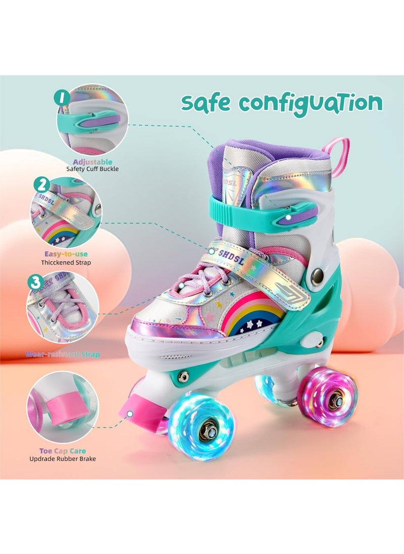 Generic - Girls Boys Adjustable Roller Skates Shoes with Fully Luminous PU Wheels Double Row Skates Shoes for Kids - Image 1