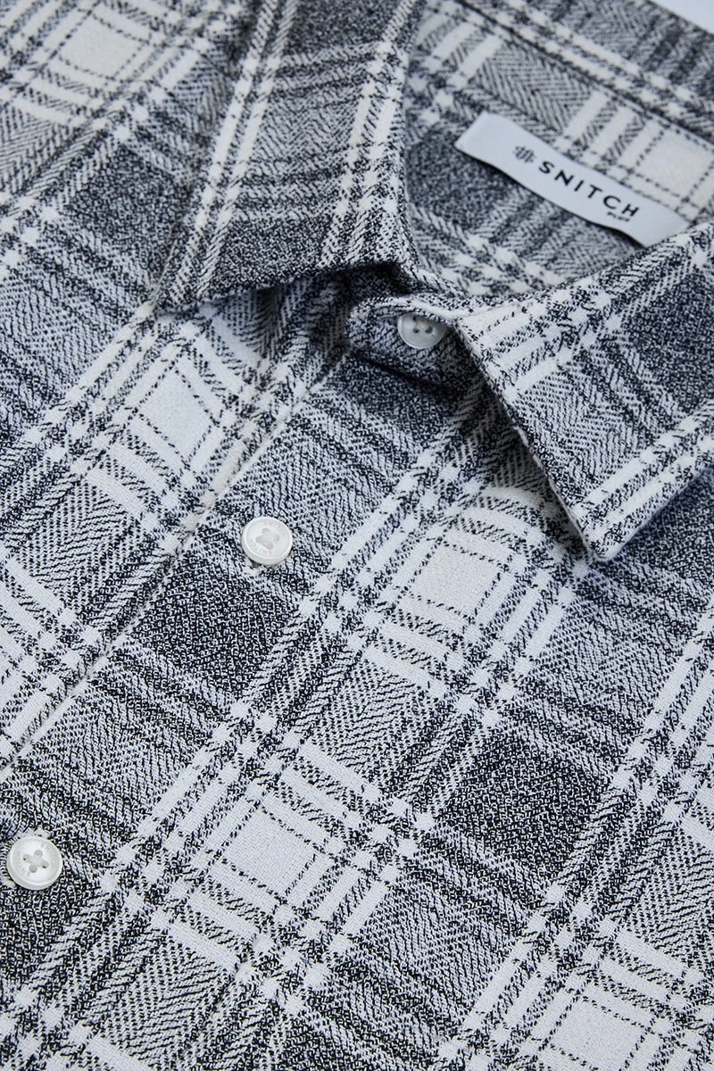 SNITCH Grey Grey Checkered Long Sleeve Regular Fit Plus Size Shirt for Men | Best Price UAE
