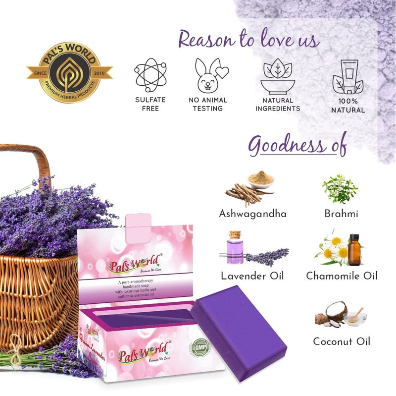 Pal's World Pals World Lavender Handmade Natural Bathing Soap For Skin Moisturisation Ideal For All Skin Types 100 Organic Dream Lavender Soap  75 gm Each Pack of 14 - Image 4