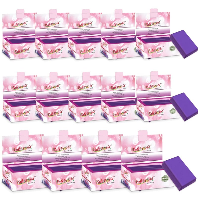 Pal's World Pals World Lavender Handmade Natural Bathing Soap For Skin Moisturisation Ideal For All Skin Types 100 Organic Dream Lavender Soap  75 gm Each Pack of 14 - Image 1