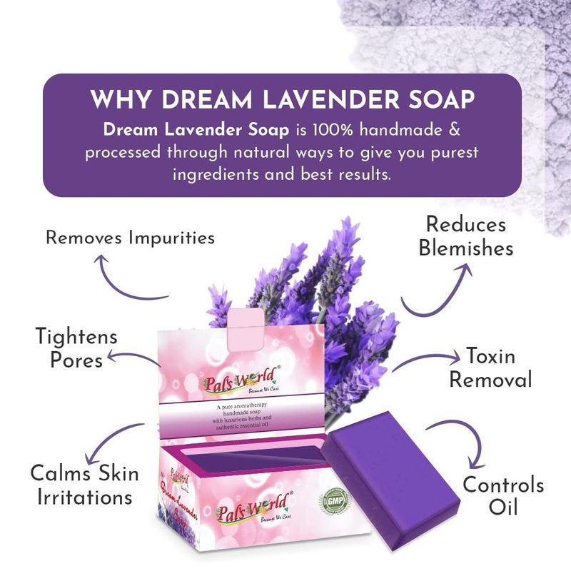 Pal's World Pals World Lavender Handmade Natural Bathing Soap For Skin Moisturisation Ideal For All Skin Types 100 Organic Dream Lavender Soap  75 gm Each Pack of 14 - Image 5