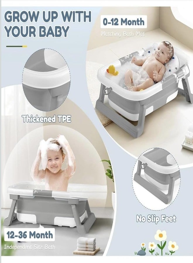 Richtots Premium Foldable & Collapsible Baby Bathtub,Bath Tub with Soft Cushion, Bathtub for Newborn to Toddler 0-36 Months,Portable Travel Baby Tub with No-Slip Feet,Baby Shower Gifts Pink (Baby Bath Grey) - Image 5