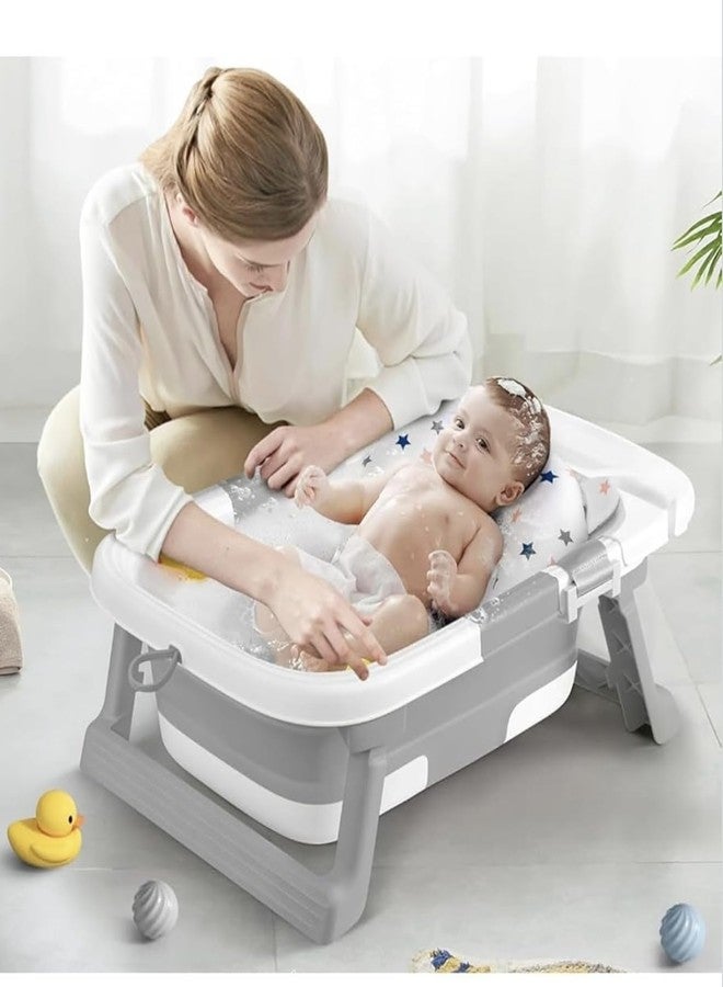 Richtots Premium Foldable & Collapsible Baby Bathtub,Bath Tub with Soft Cushion, Bathtub for Newborn to Toddler 0-36 Months,Portable Travel Baby Tub with No-Slip Feet,Baby Shower Gifts Pink (Baby Bath Grey) - Image 2