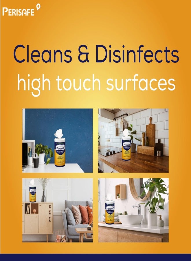 PERISAFE Multipurpose Disinfectant Wipes For Surfaces & Skin-Combo Pack 100 Wipes Each | 100% Biodegradable | Antibacterial | 2-IN-1- Kills Germs & Cleans Tough Messes | Citrus-Fresh Mint - Image 5