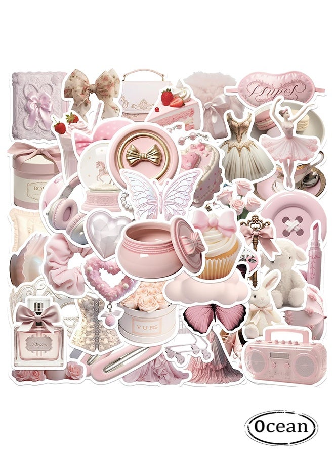 Ocean 50 Pcs Pink Gentle Ballet Girl Style Diy Stickers, Students Prize Stickers Suitable for Laptops, Guita, Water Bottles, Skateboards, Suitcases, Car Bumpers, Stickers for Children, Girl and Teenagers  - Image 1