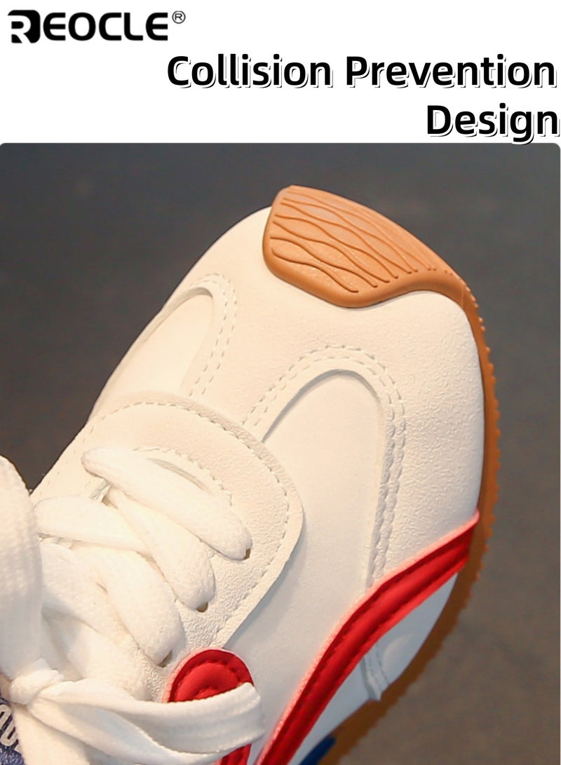 REOCLE Kids' Retro Sneakers Lace-Up Athletic Shoes with Stripe Print Comfortable Casual Footwear for children - Image 5