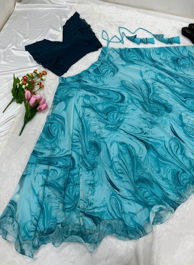 Yogilabel Girls Georgette Stylish Readymde Lehenga Choli Set- Kids Party Dress - Traditional Ethnic Dress - Girls - Image 3